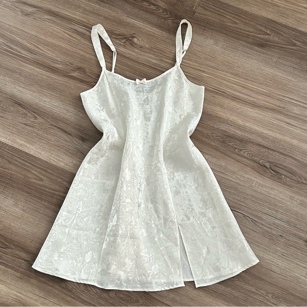 Morgan Taylor Ivory Floral Print Slip Dress Women Size Medium